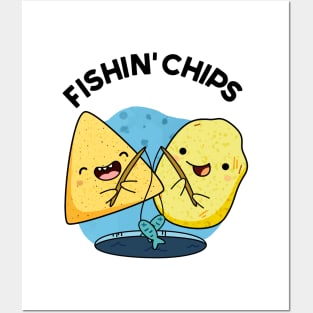 Fishin chips Funny Food Pun Posters and Art